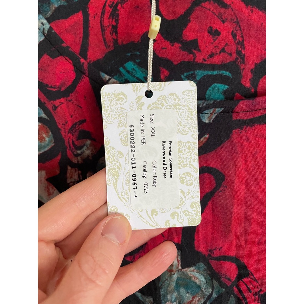 NWT Peruvian Connection Ravenwood Dress Ruby Red Pima Cotton XXL Lagenlook Artsy - Picture 8 of 9